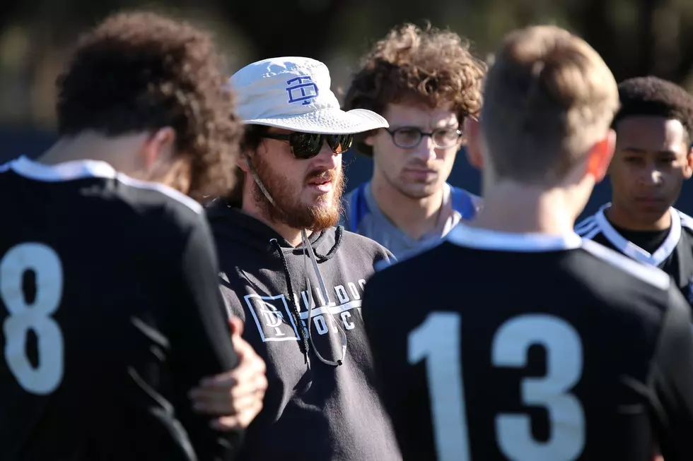 A picture of David Thibodaux STEM Bulldogs coach Derek Menard before a game.
